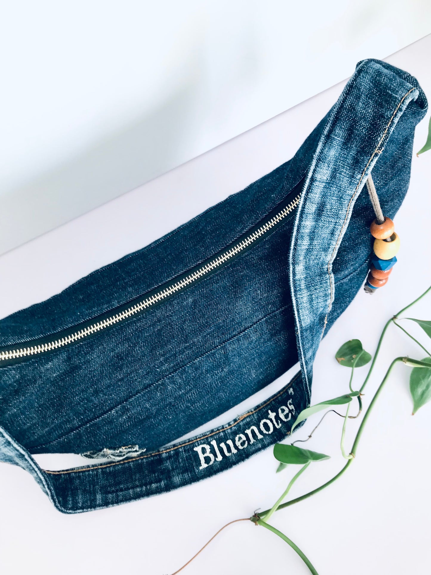 Hobo Zero with blue denim, autumnal lining and matching zipper pouch