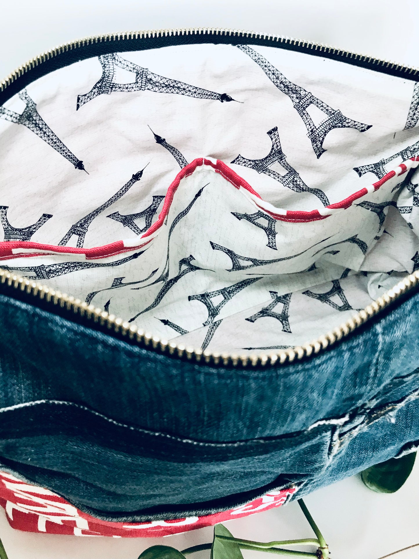 Conscious Carry-all with blue Levi’s and Eiffel tower