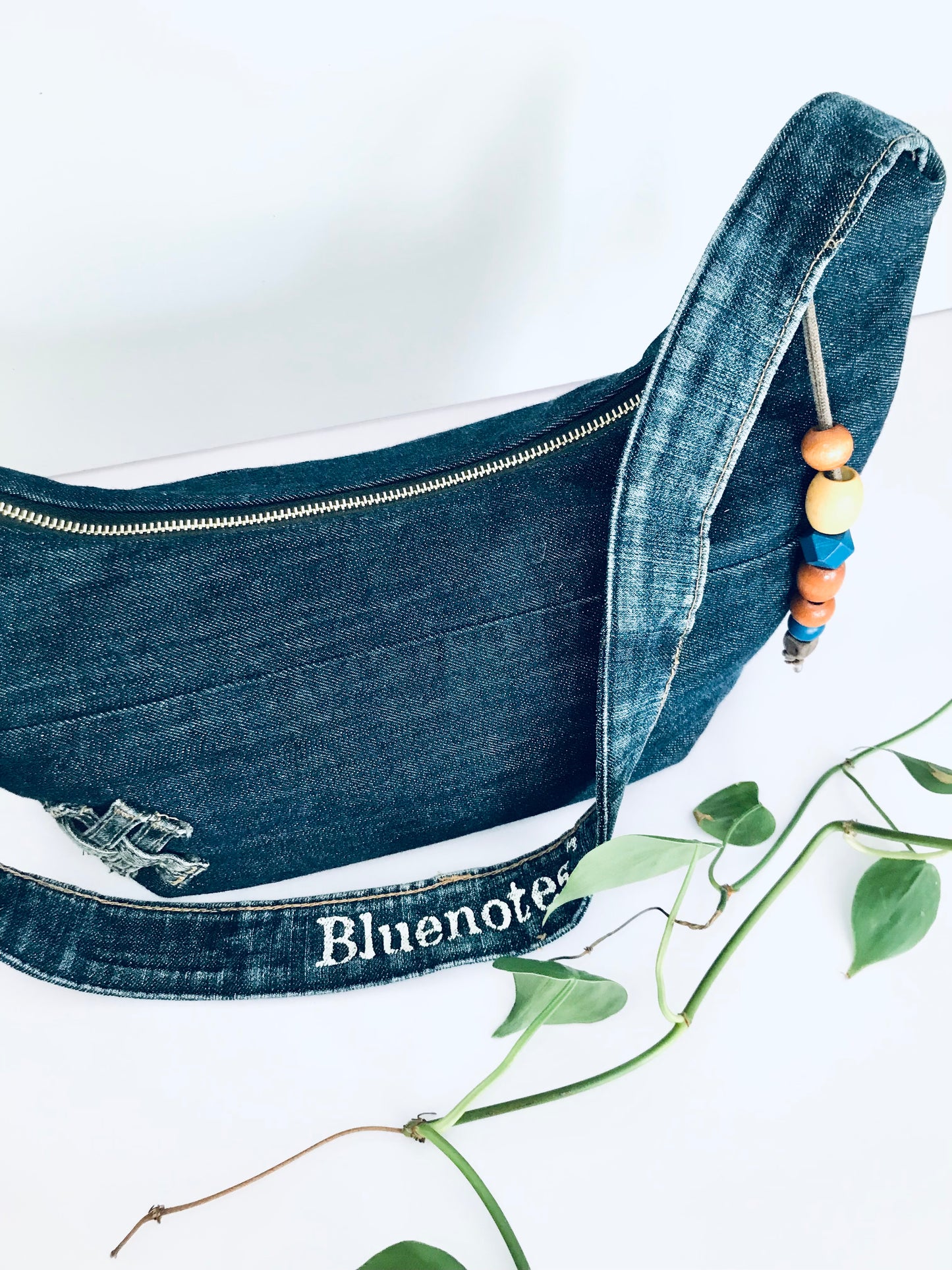 Hobo Zero with blue denim, autumnal lining and matching zipper pouch