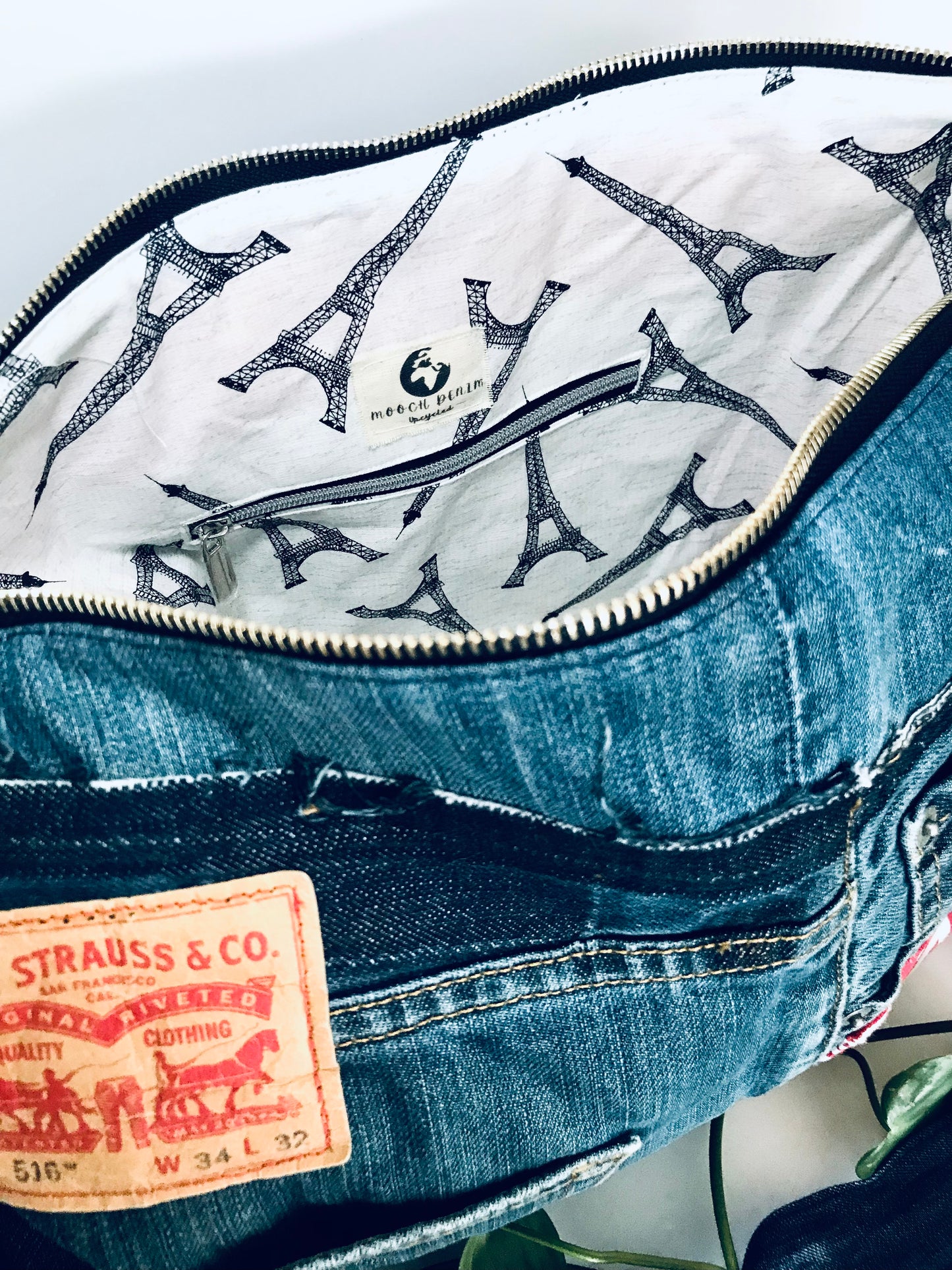 Conscious Carry-all with blue Levi’s and Eiffel tower
